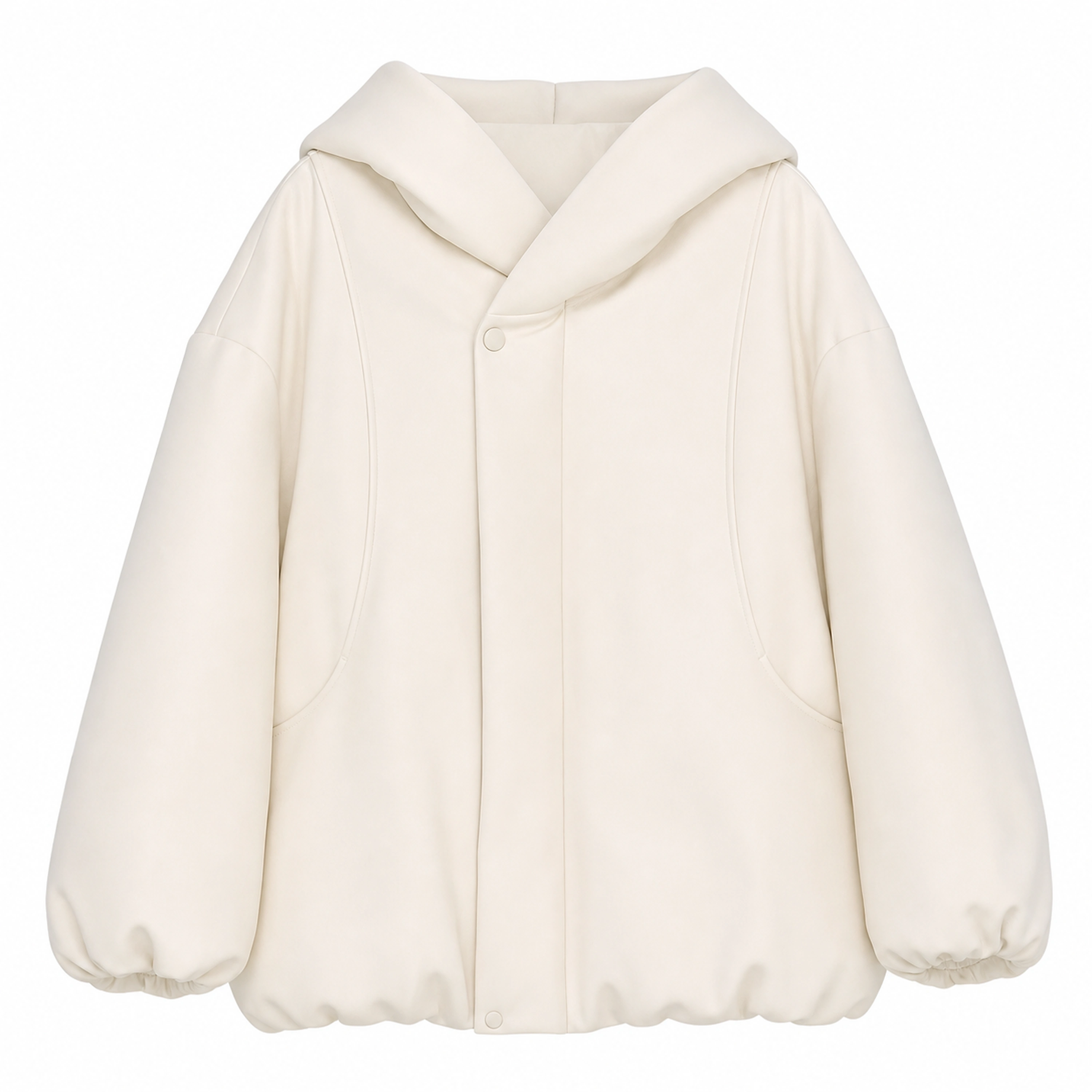 Chaqueta acolchada mujer, textura algodonosa, con capucha, holgada, solida, coreana image 1