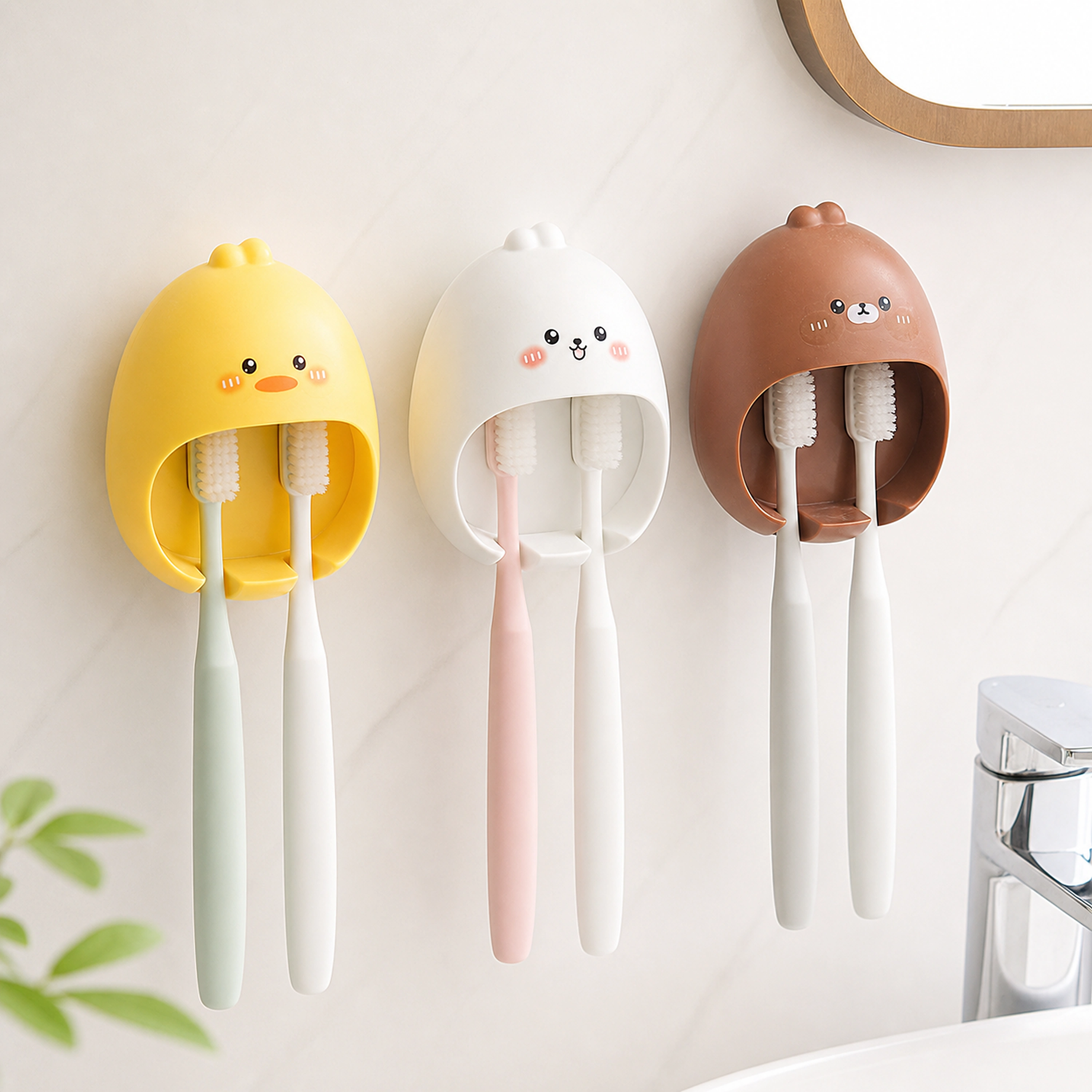 Porta Cepillos Infantil de Plástico de Pared para Baño