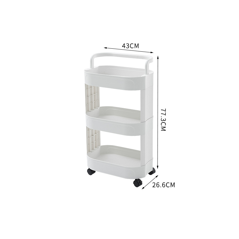 Carrito Organizador de Plástico Multinivel con Ruedas para Cocina, 43x105.6x26.6 cm