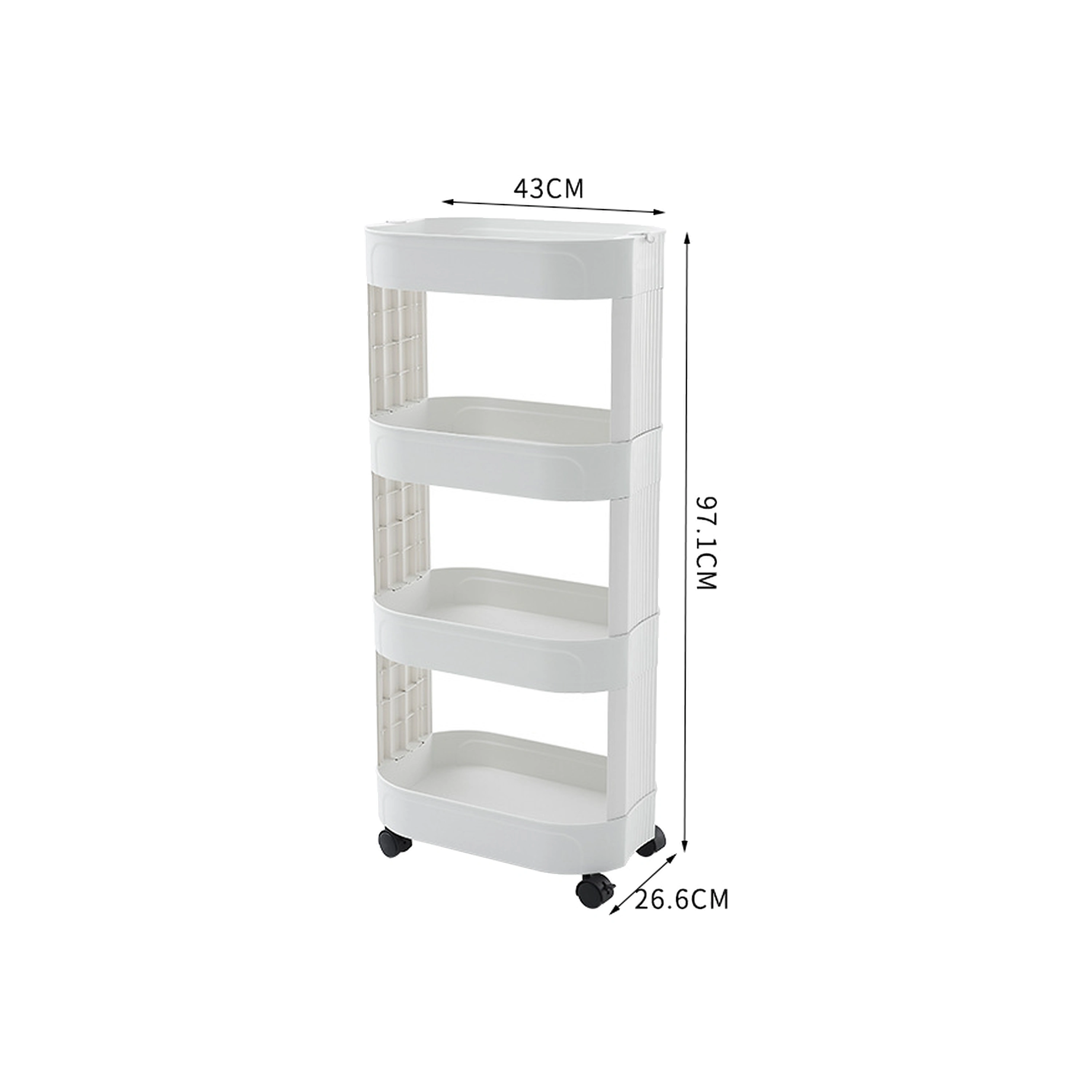 Carrito Organizador de Plástico Multinivel con Ruedas para Cocina, 43x97.1x26.6 cm