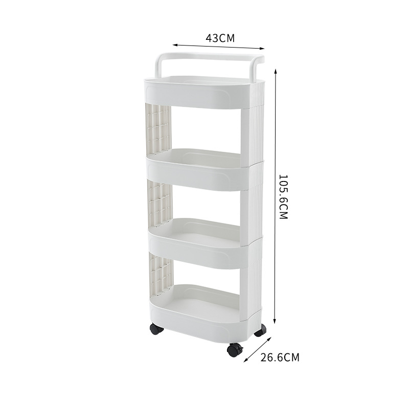 Carrito Organizador de Plástico Multinivel con Ruedas para Cocina, 43x105.6x26.6 cm