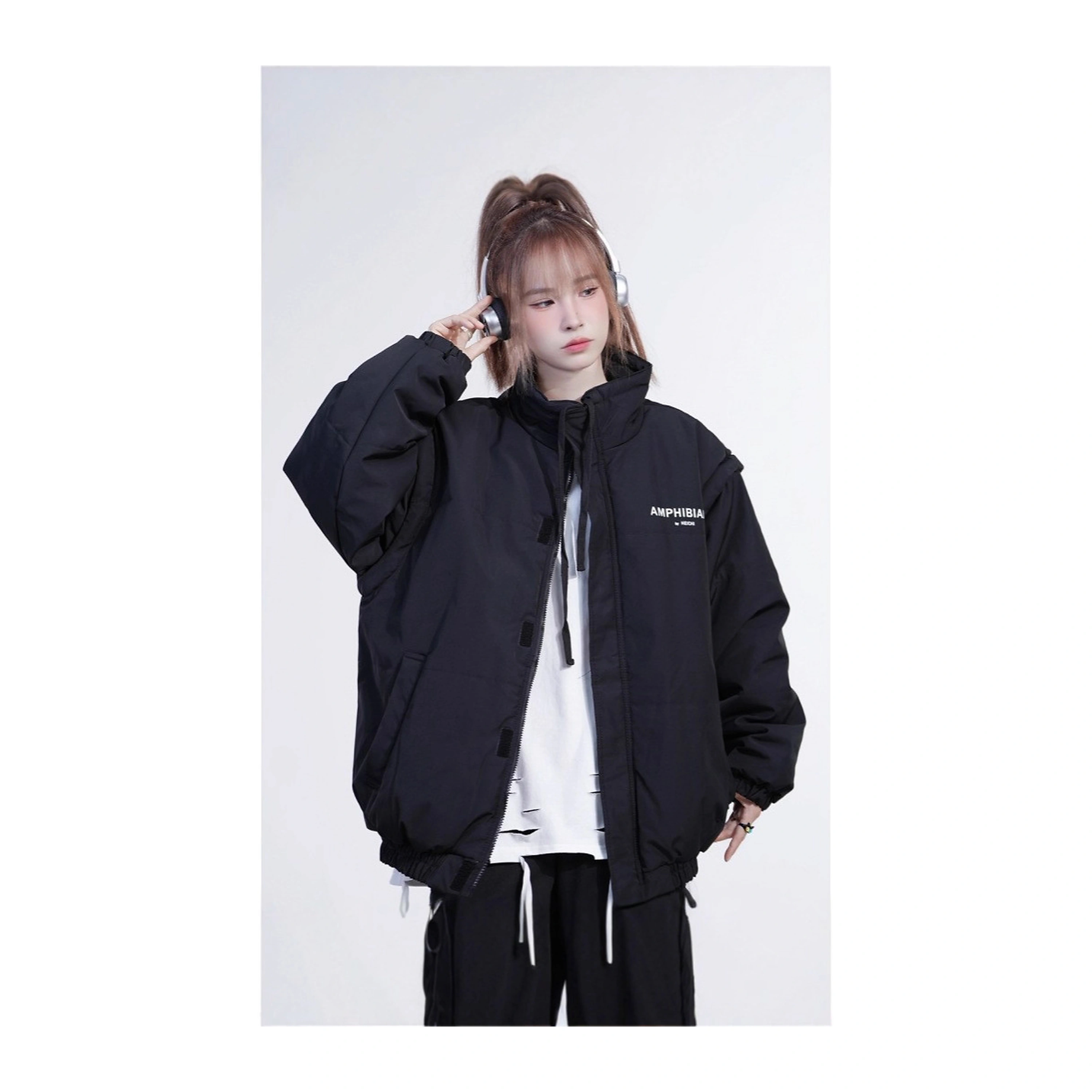 Chaqueta convertible mujer, mangas desmontables, unisex, gruesa, termica