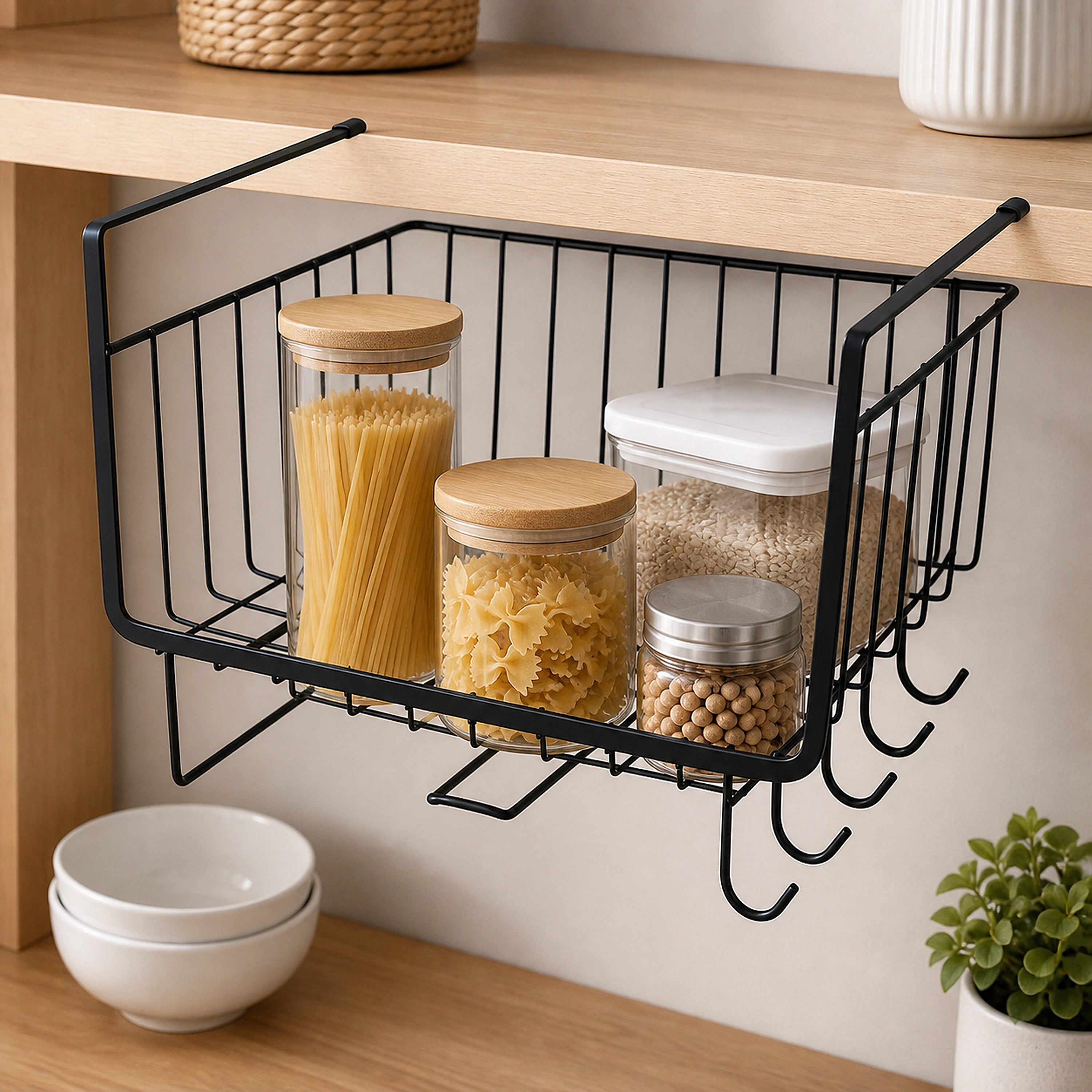 Estante Colgante de Hierro para Cocina 29.5x25x14cm