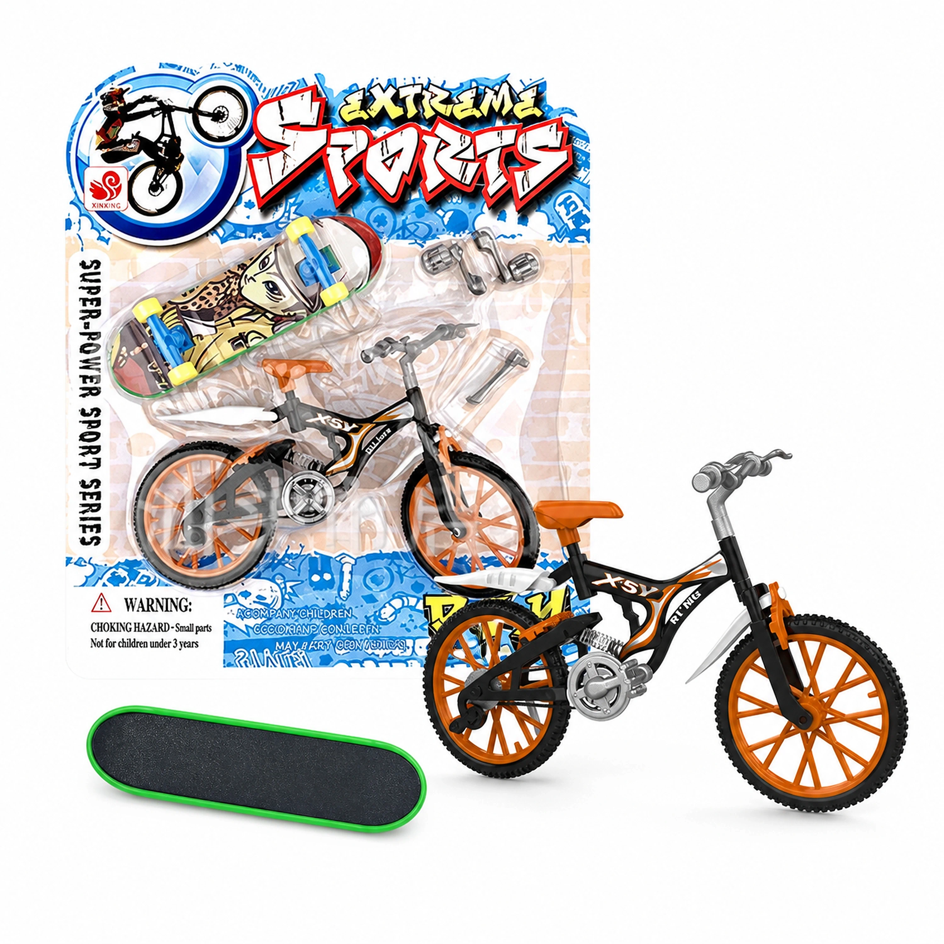 Set de Bicicleta y Patineta de Dedo de Plástico