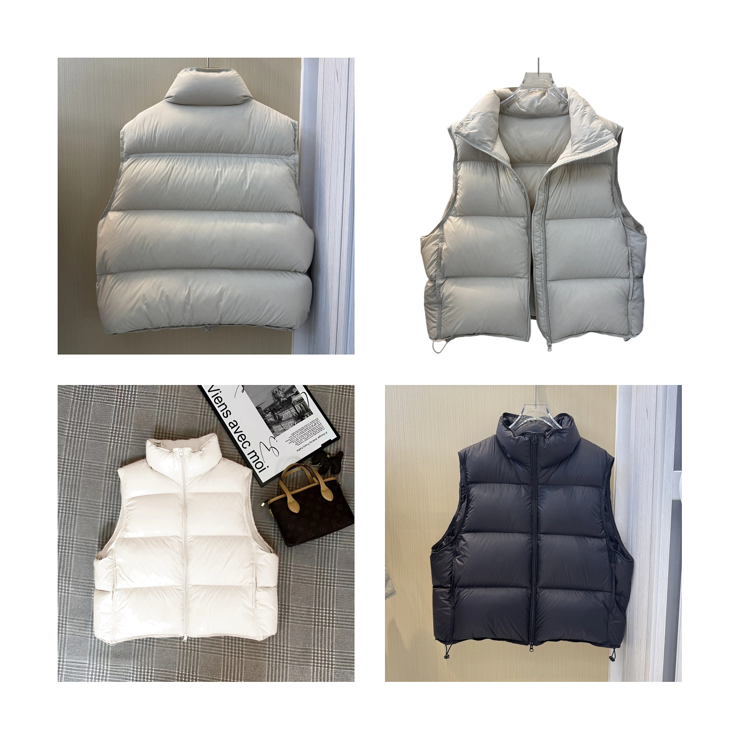 Chaleco acolchado mujer, chunyafang 400T, cuello alto, corto, holgado, talla grande, puff