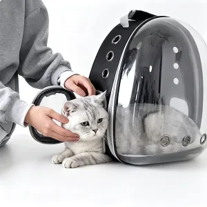 Mochila Panorámica Transparente para Mascota Cápsula Espacial Poliéster y PVC