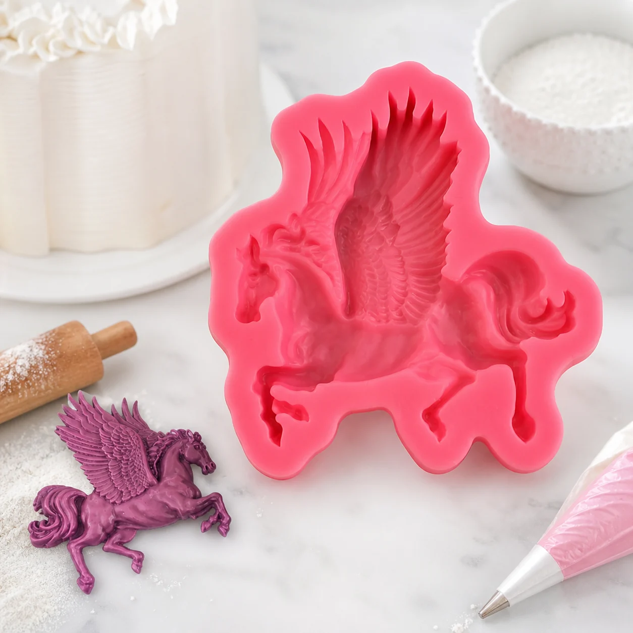 Molde de Silicona Figura Pegaso para Fondant y Decoración de Pasteles