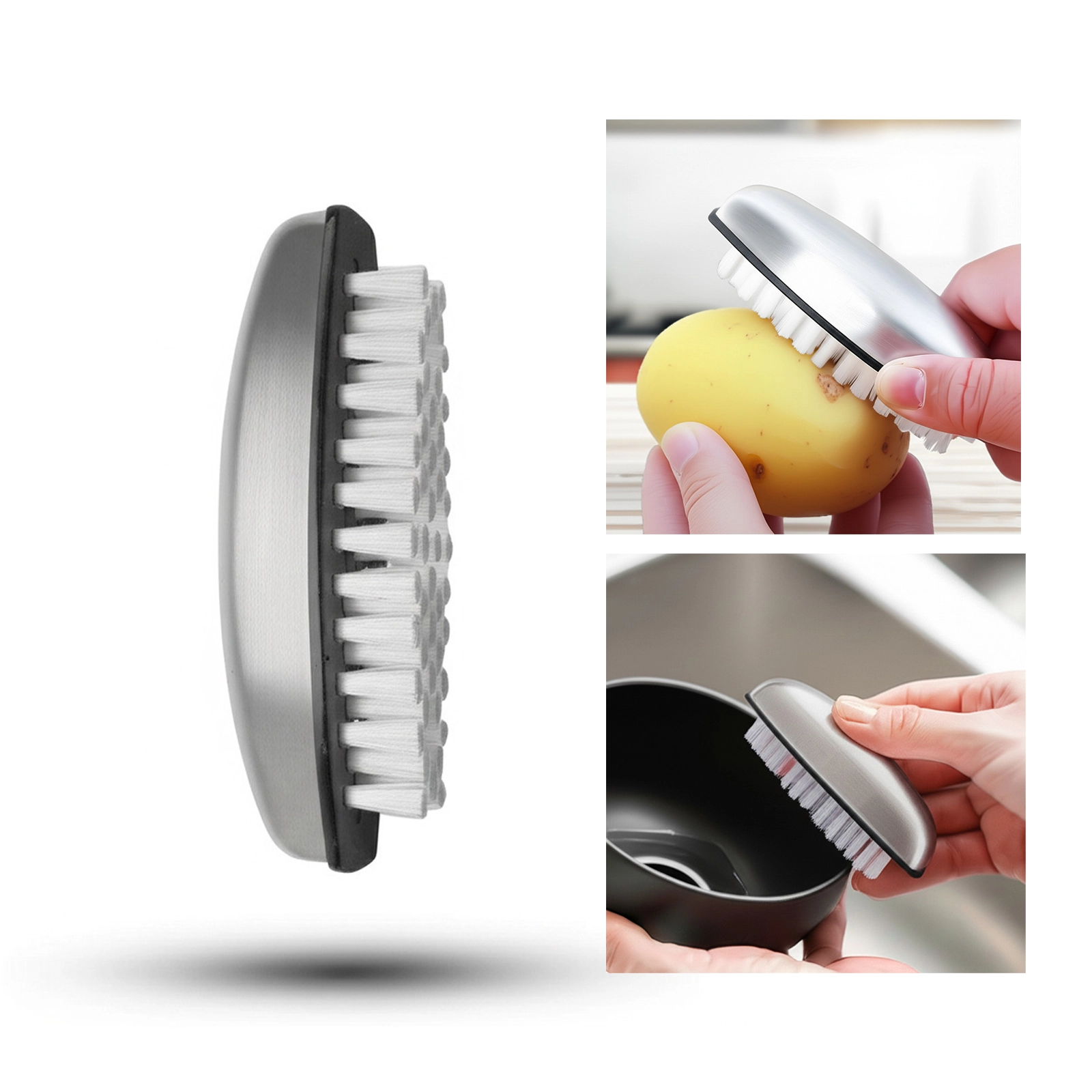 Cepillo Limpiador de Acero Inoxidable para Frutas y Verduras