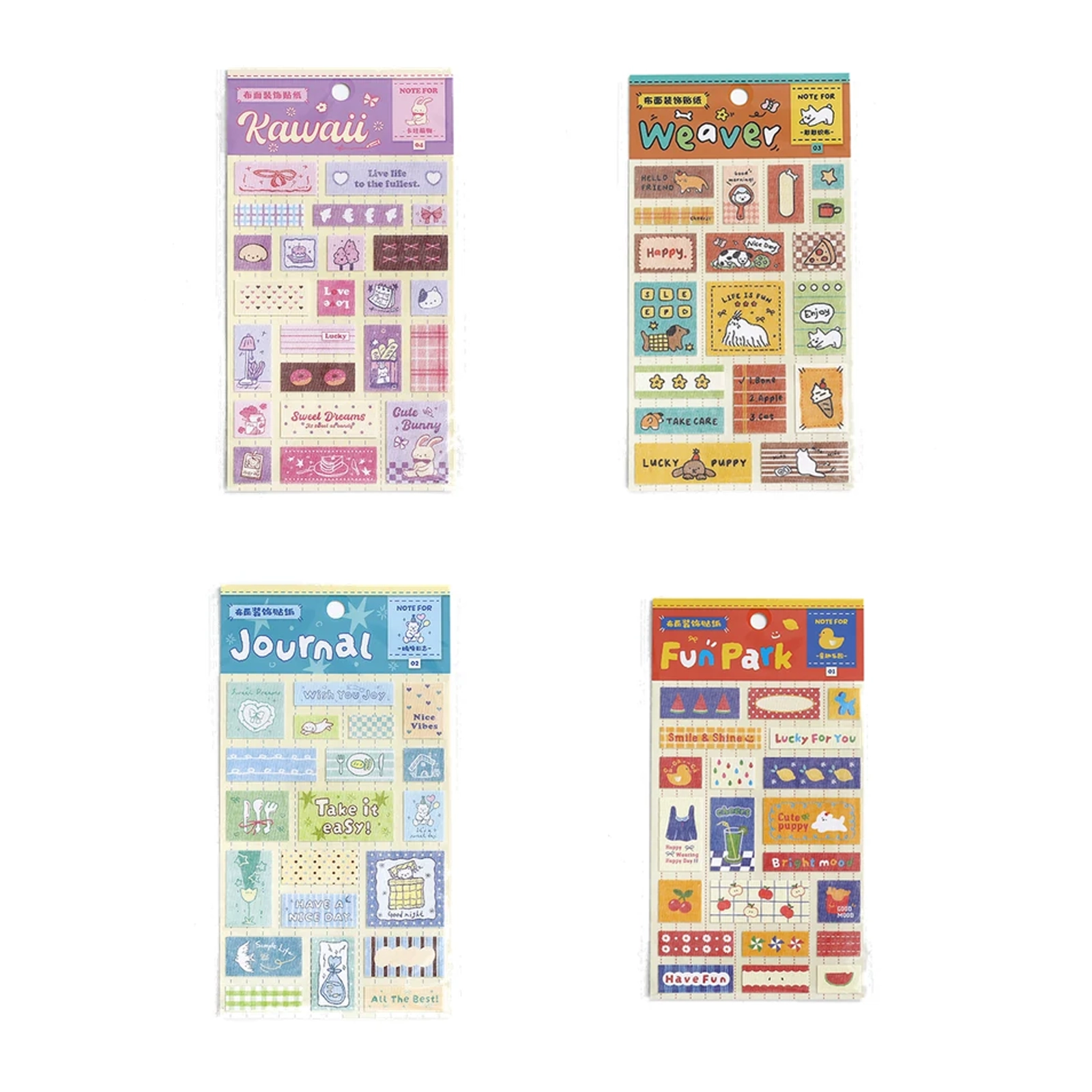 Stickers Decorativos de Tela Ilustrados para Scrapbooking