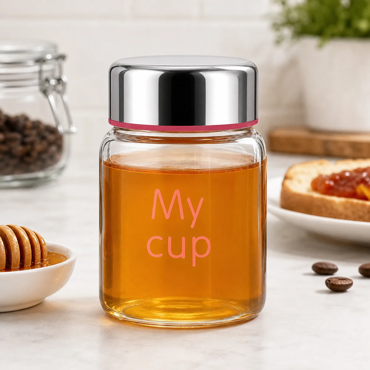 Frasco de Vidrio Borosilicato con Tapa Resistente al Calor 150ml