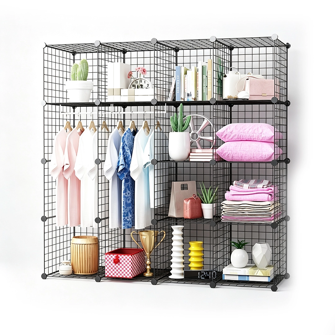 Estante de Malla de Hierro Organizador para Hogar 110x37x145cm
