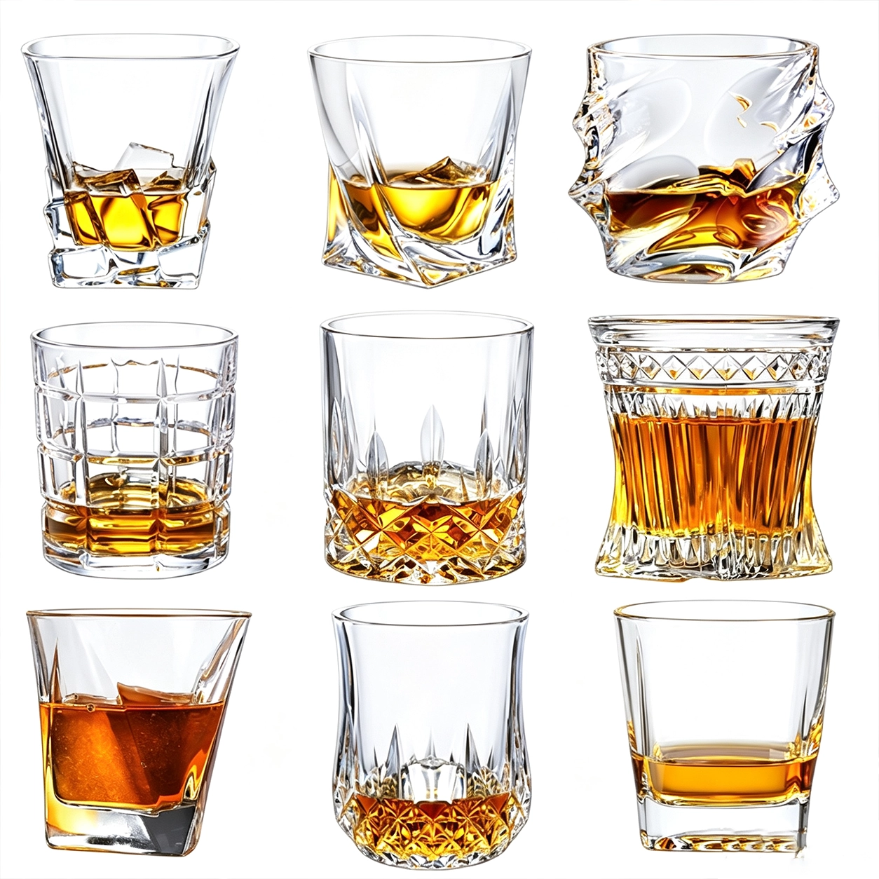 Set de Vasos de Vidrio Grueso para Whisky y Bar