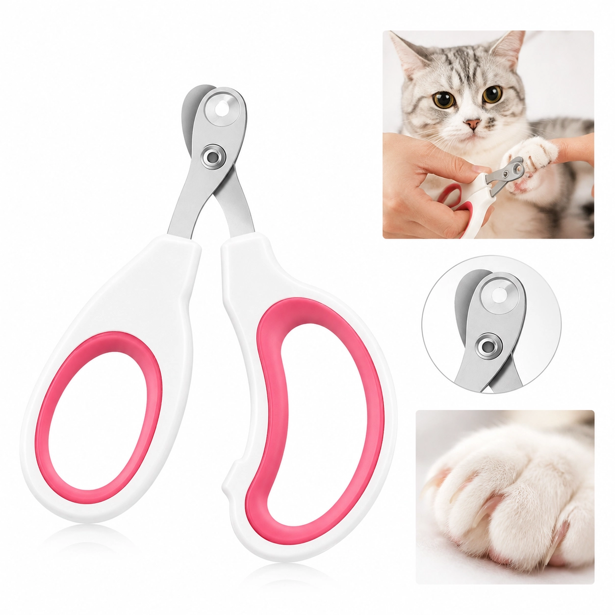 Cortaúñas para Gato Plástico y Acero Inoxidable