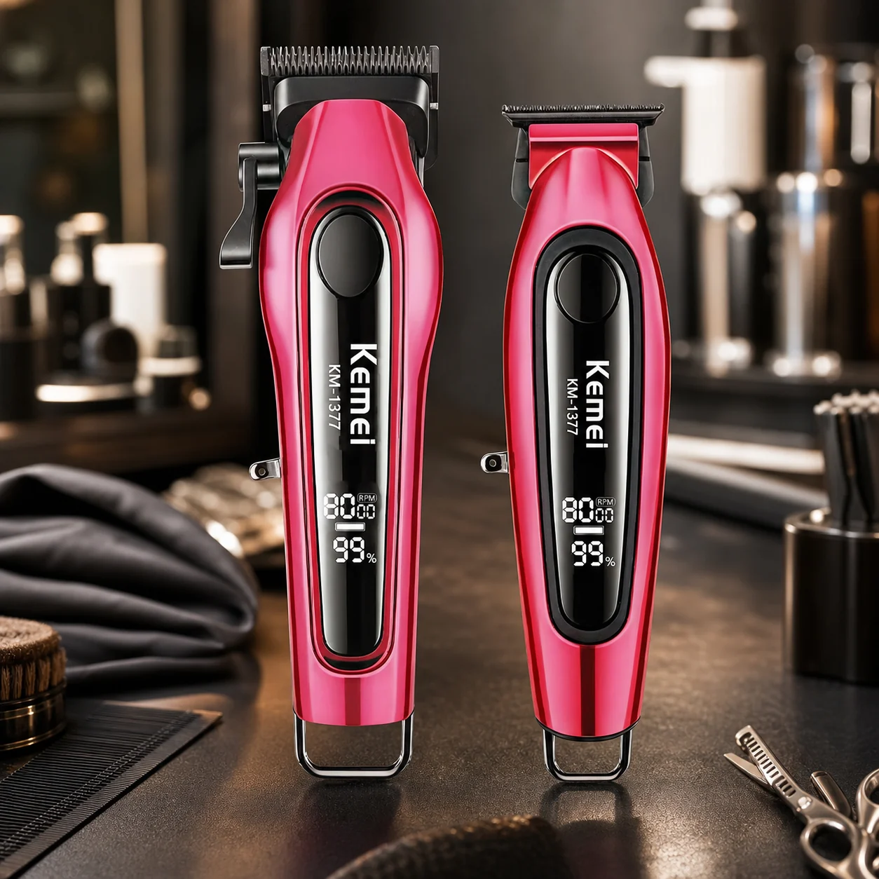 Cortadora de Cabello Profesional Kemei KM-1377 Pantalla Digital Larga Duración