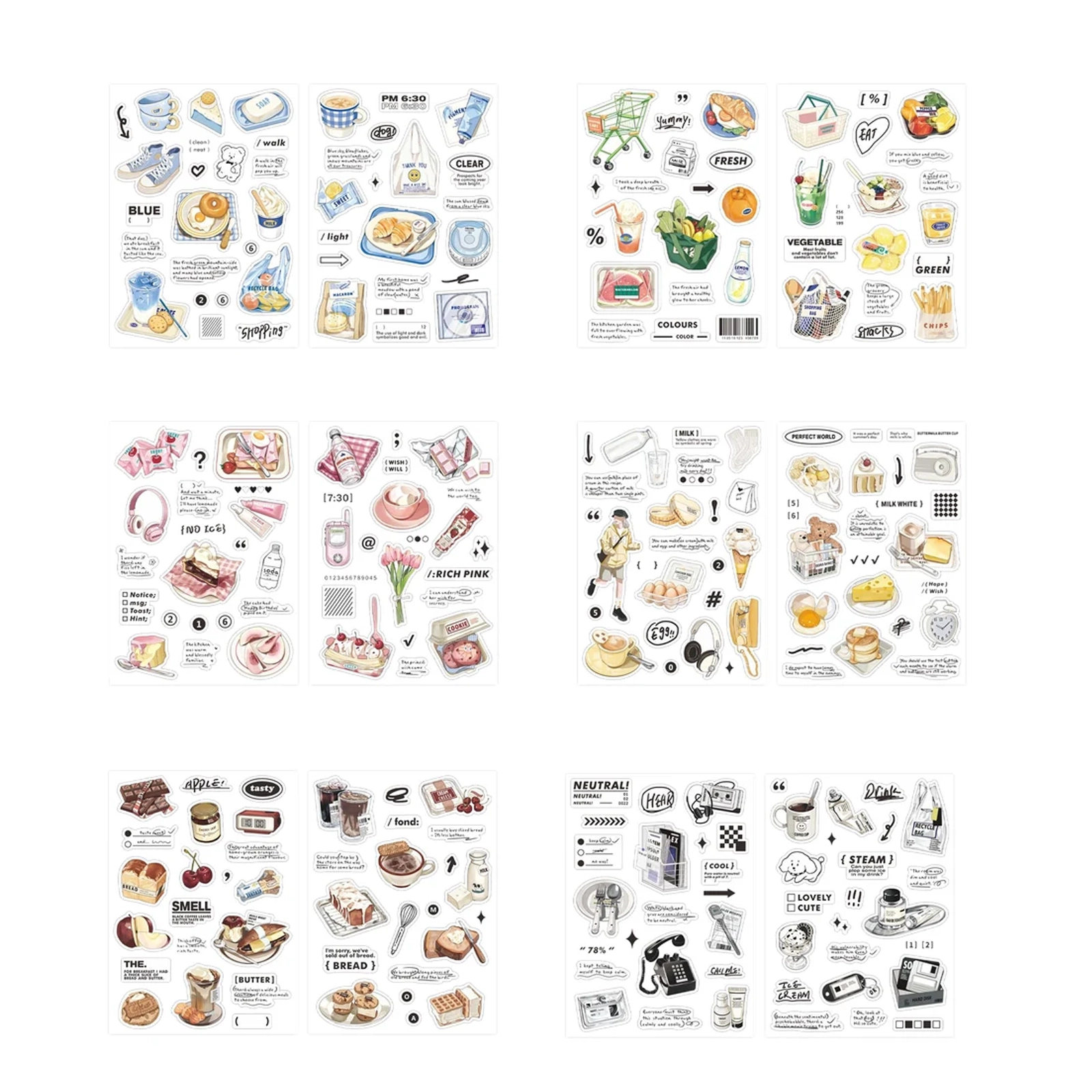 Stickers Adhesivos Serie Tienda de Barrio para Scrapbooking