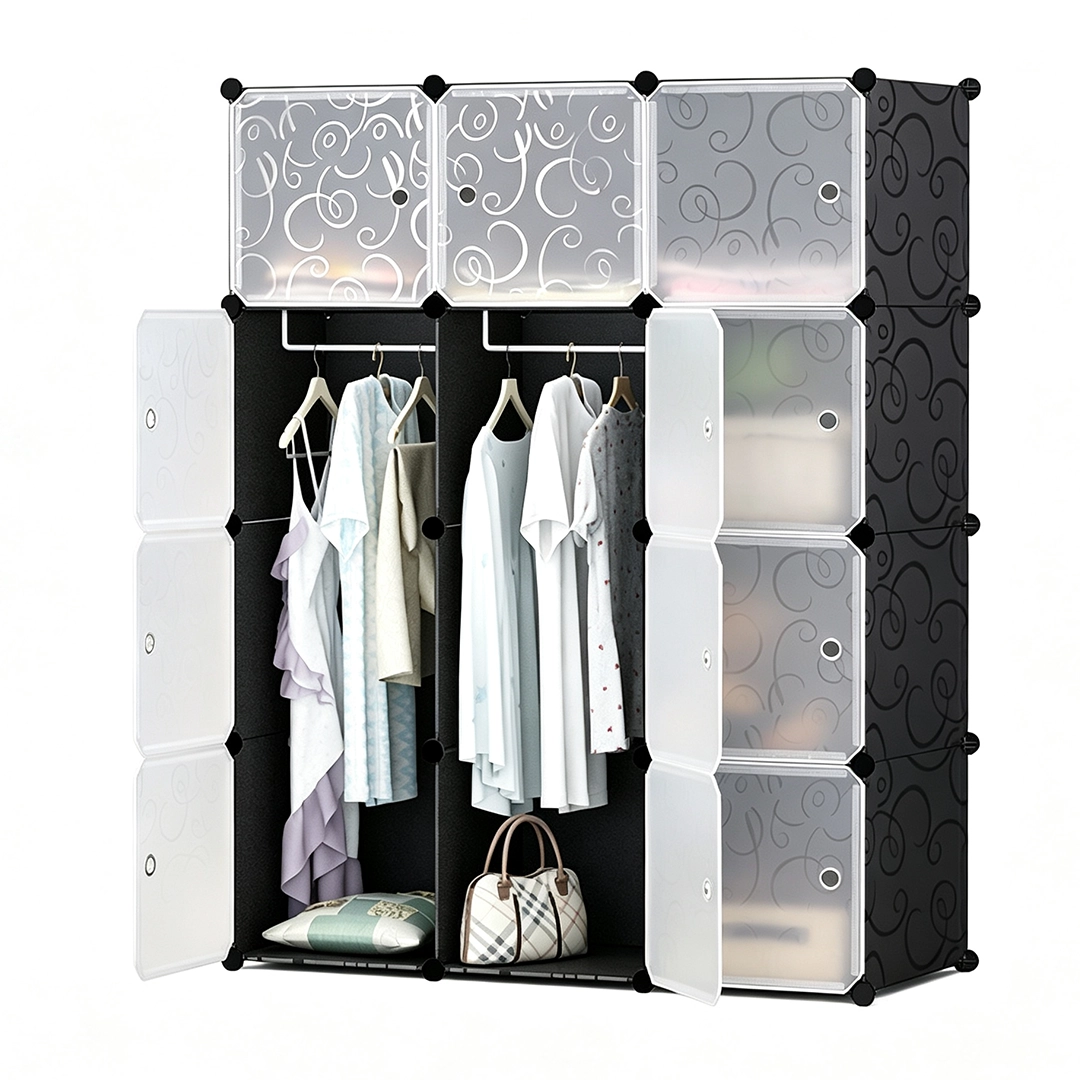 Armario de Plástico con Zapatero para Dormitorio 110x37x147cm