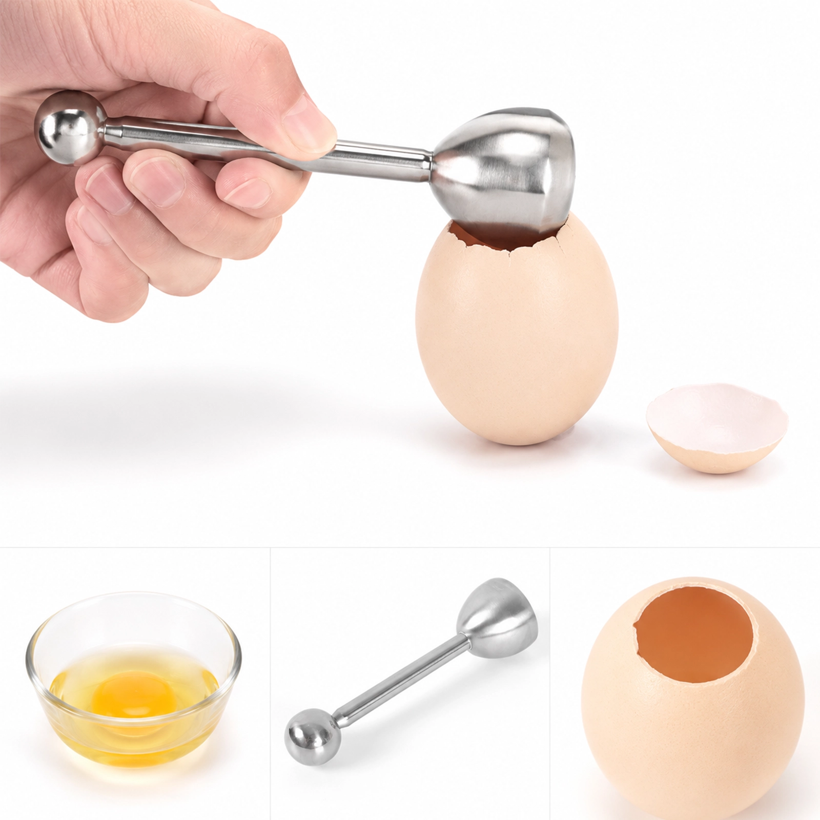 Quitacáscaras de Huevo de Acero Inoxidable, con Separador