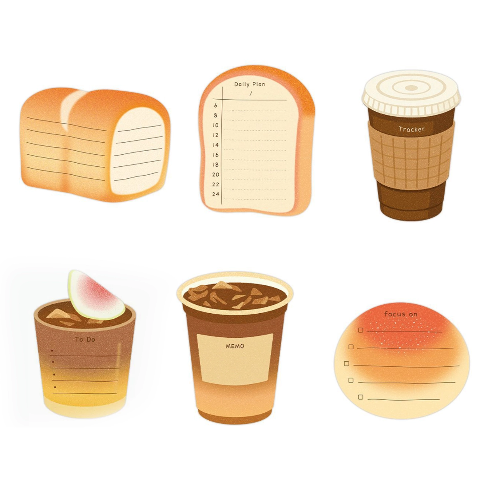 Notas Adhesivas con Forma de Café y Pan para Apuntes image 2