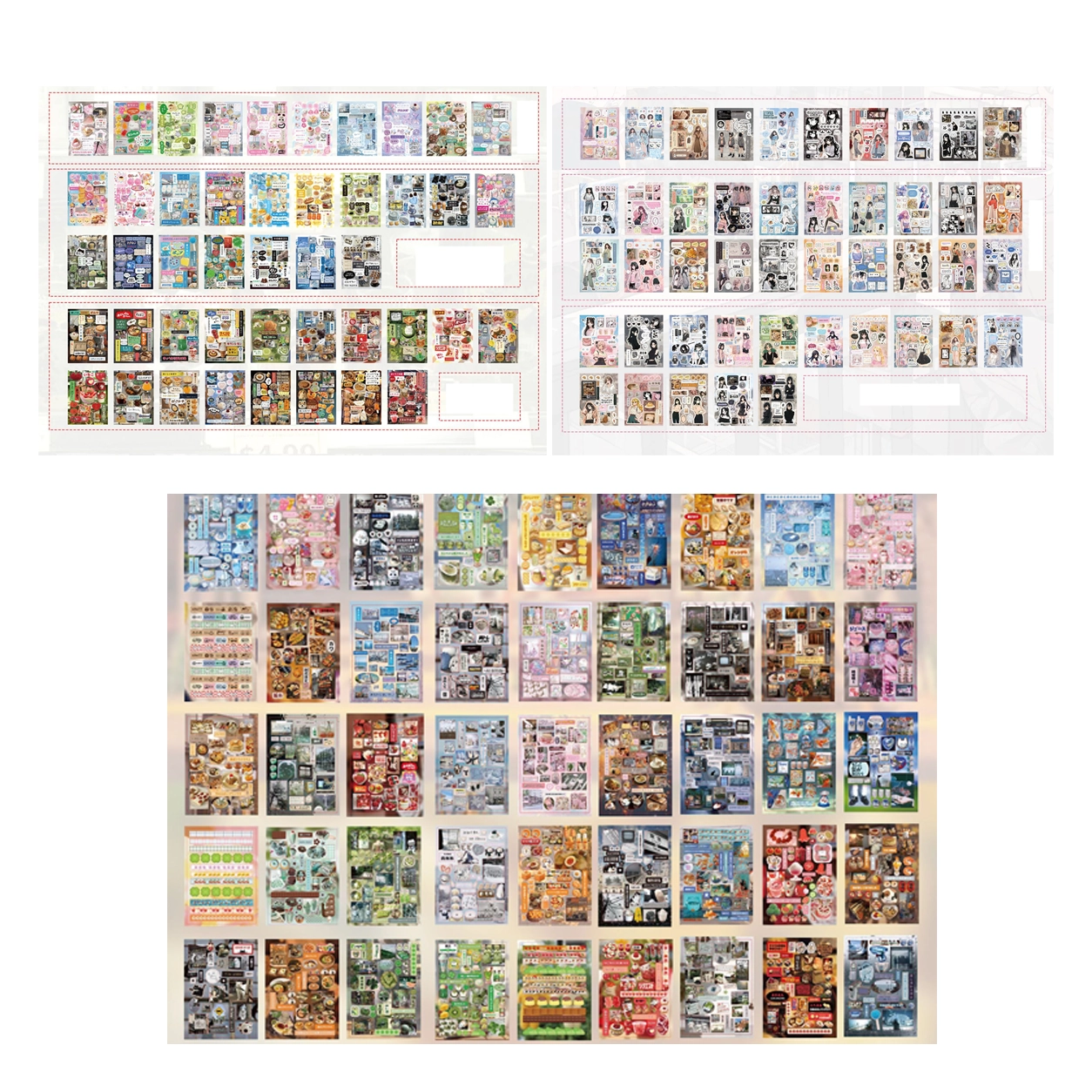 Libro de Stickers Troquelados Estilo Manga Retro para Scrapbooking image 2