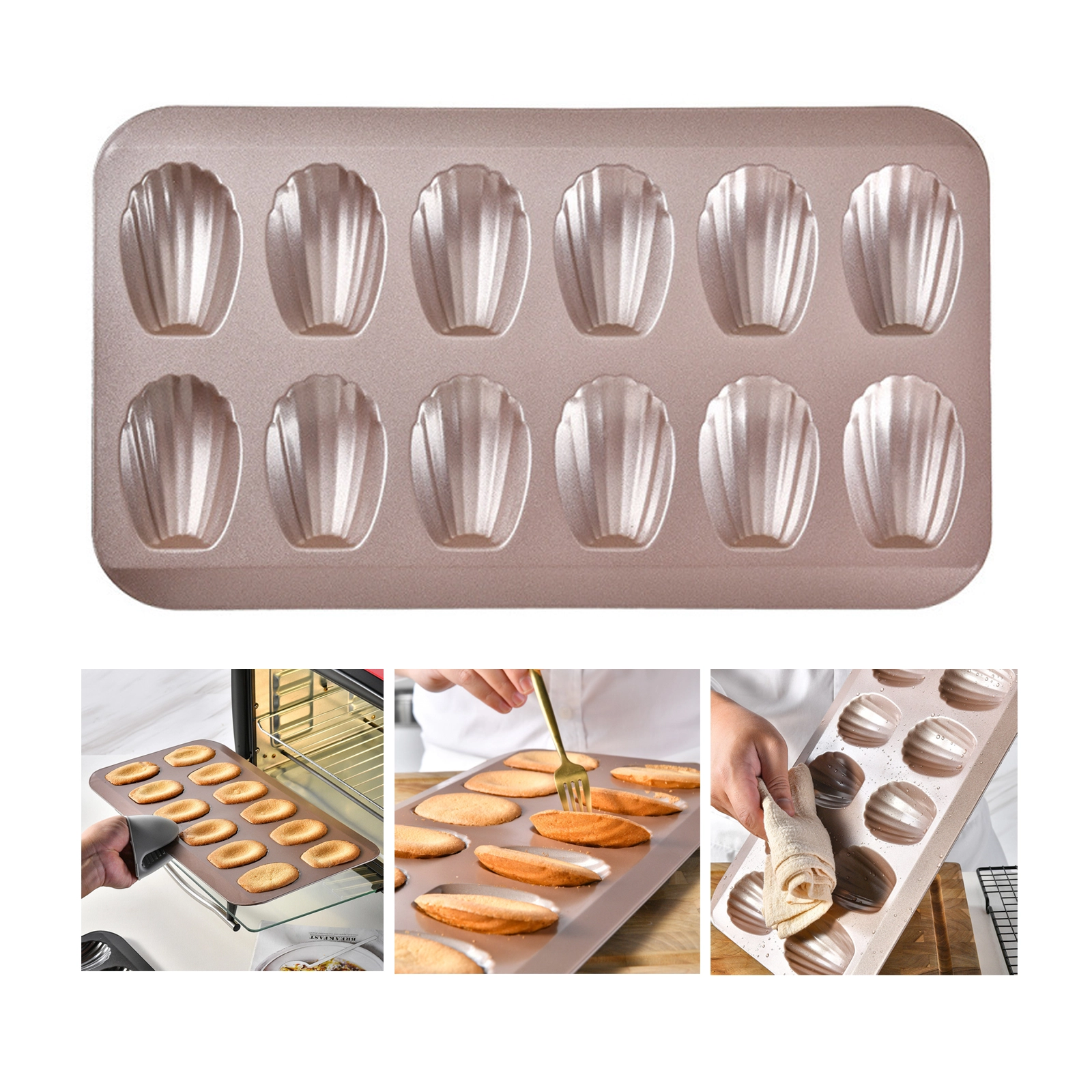 Molde para Madeleines de Acero Antiadherente, 12 Cavidades