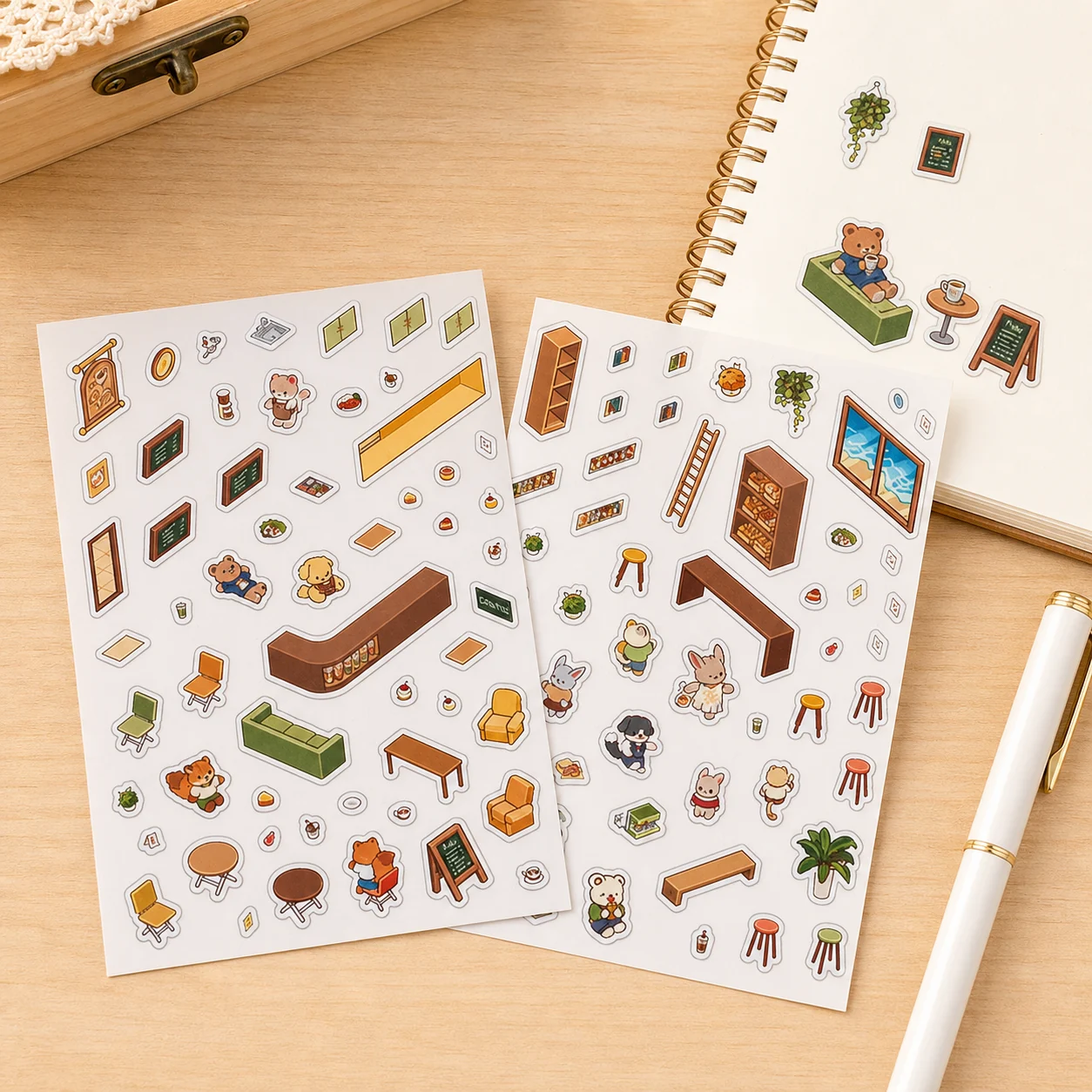 Stickers PET 2.5D con Escenas Cartoon para Scrapbooking