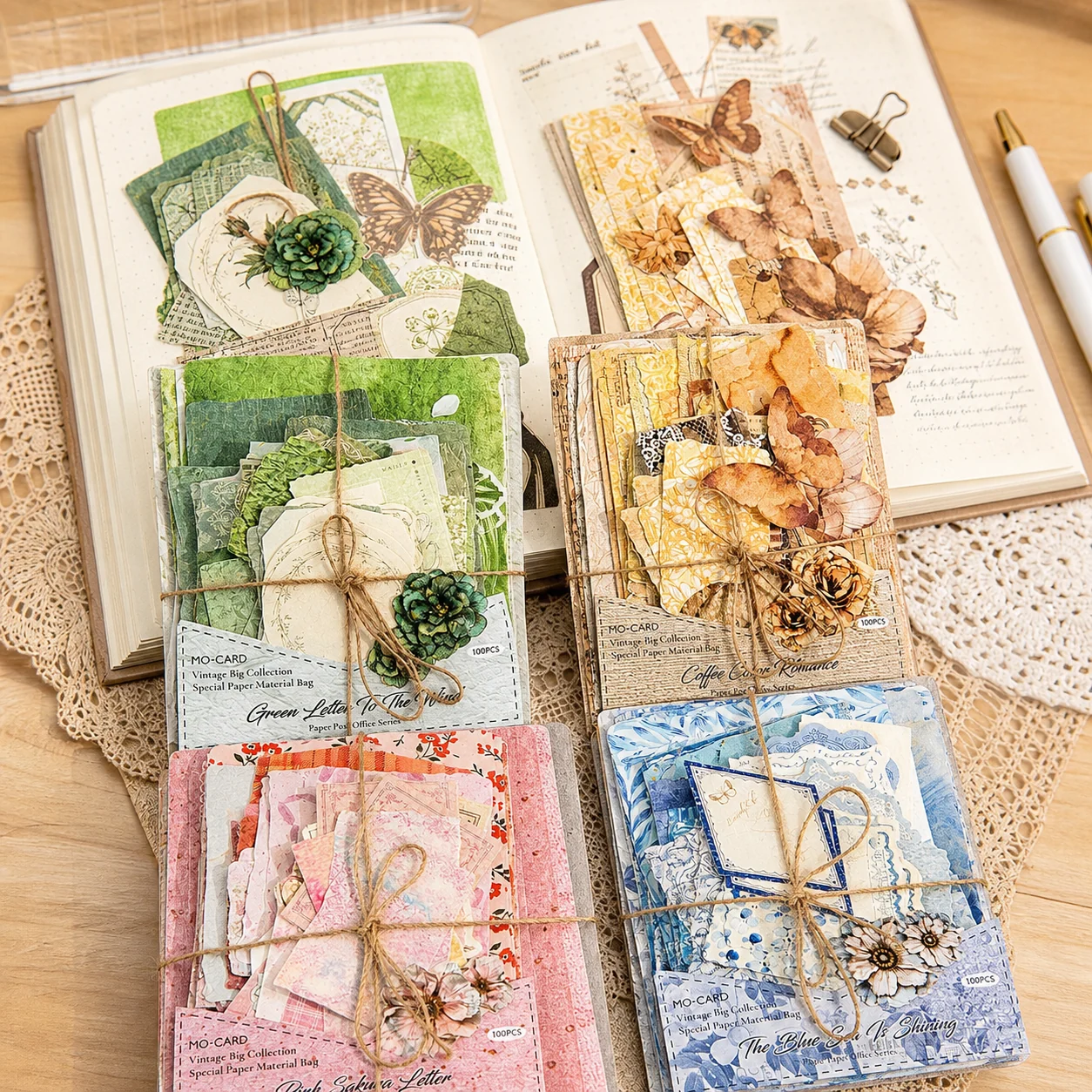 Kit de Papel Decorativo Vintage Serie Postal para Scrapbooking image 1