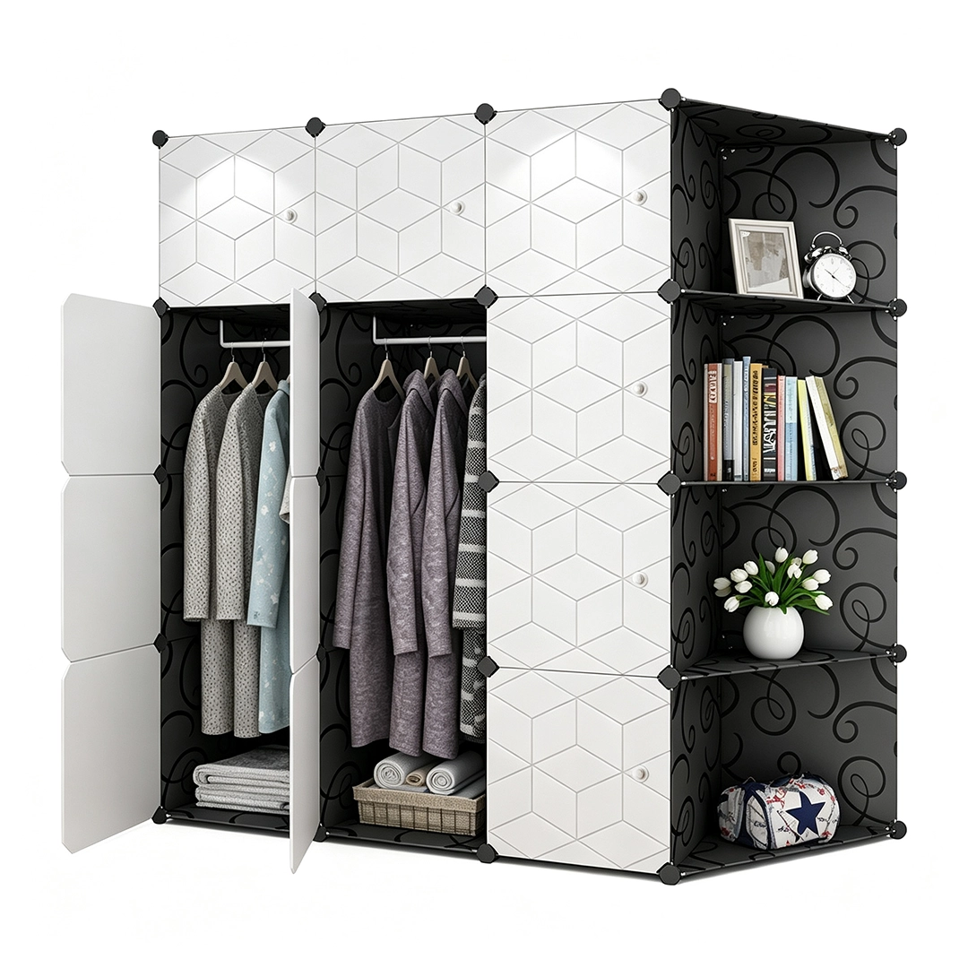 Armario Grande de Plástico para Dormitorio 144x37x144cm