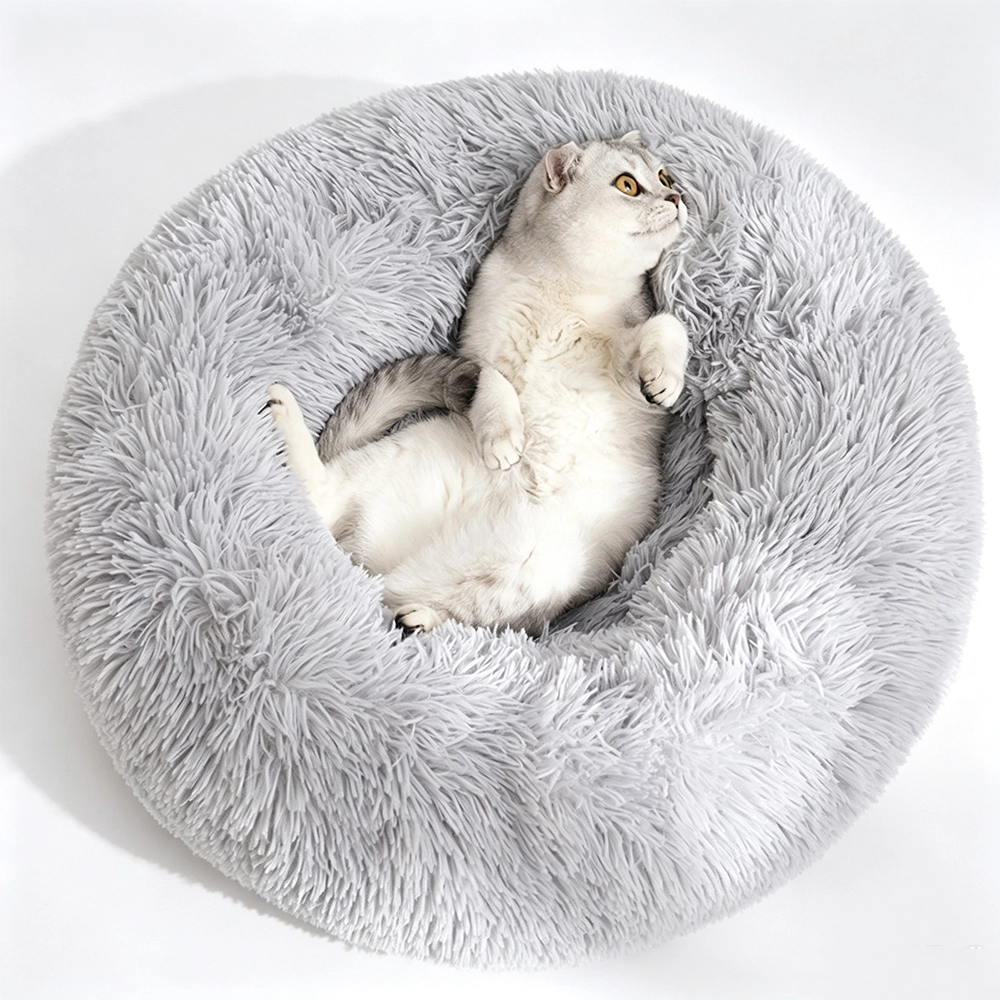 Cama Redonda para Mascota Peluche Invierno Cálido Tamaño Grande 70cm