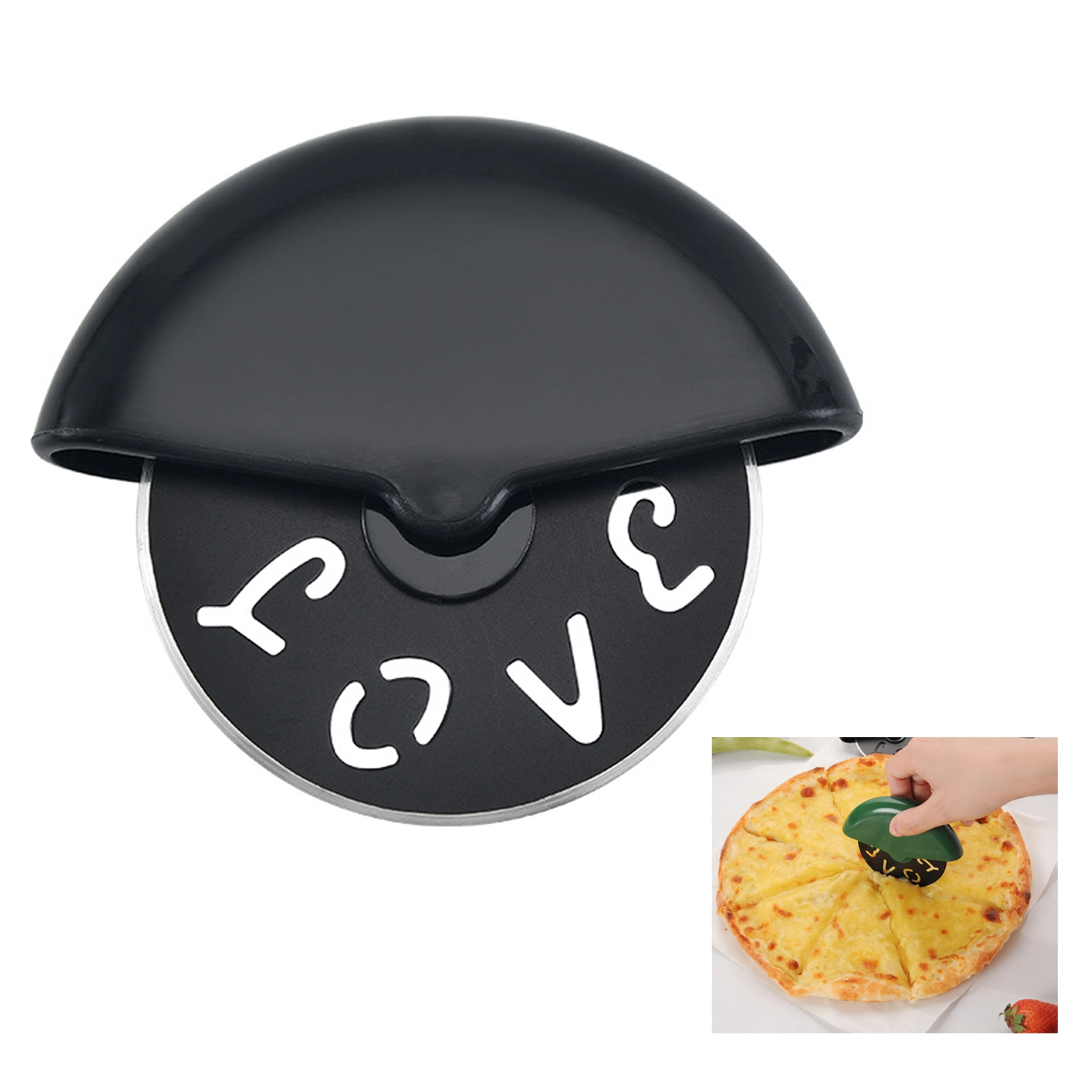 Cortador de Pizza con Rueda de Acero y Mango de Madera