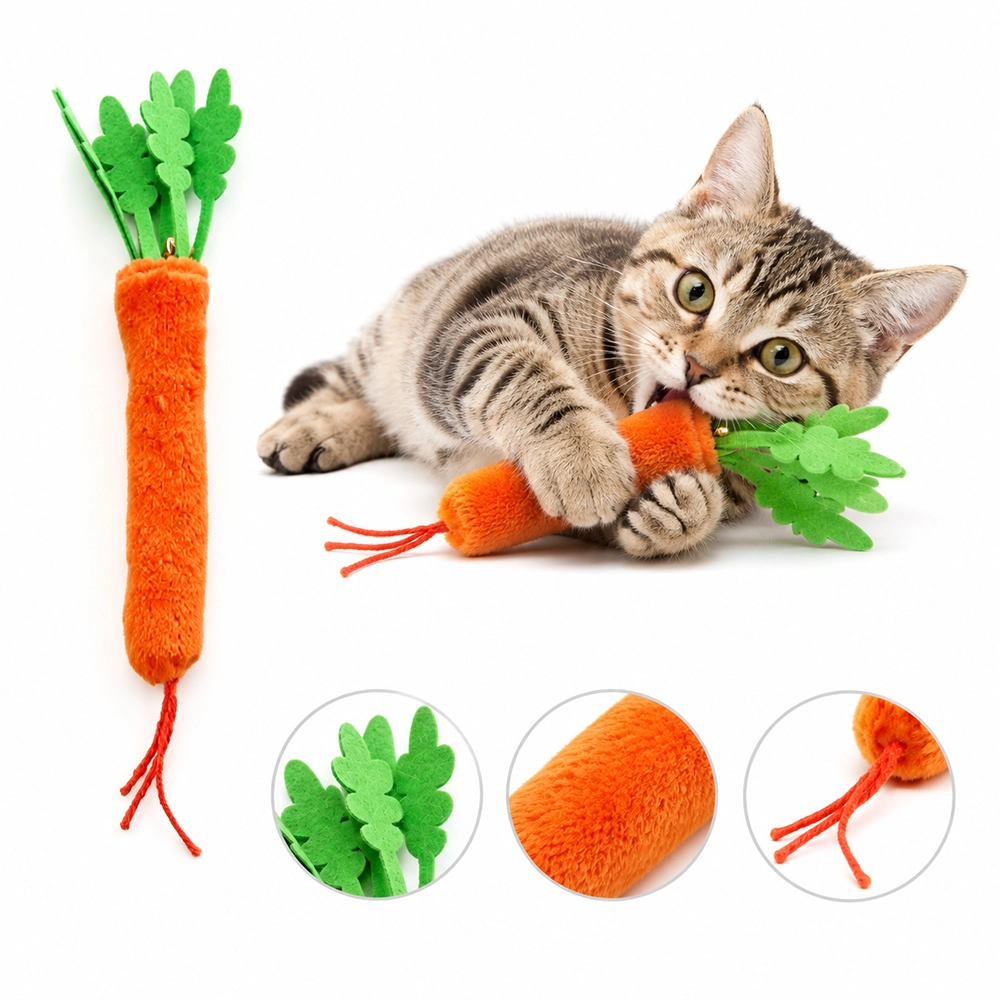 Juguete Mordedor para Gato Matatabi Felpa Zanahoria 24cm