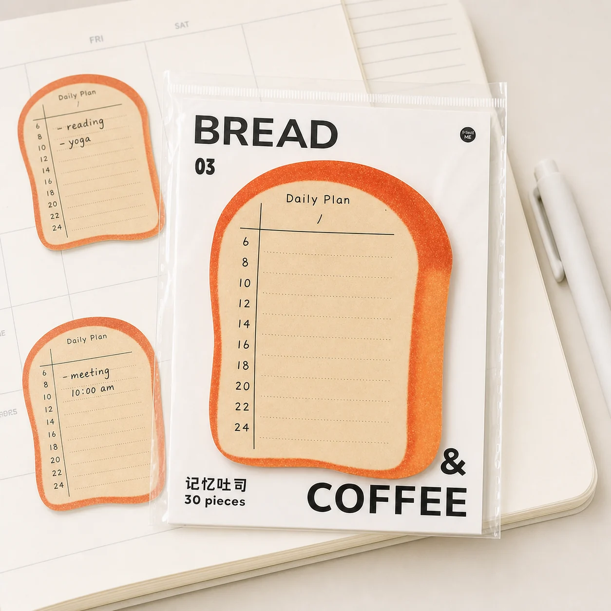 Notas Adhesivas con Forma de Café y Pan para Apuntes image 1