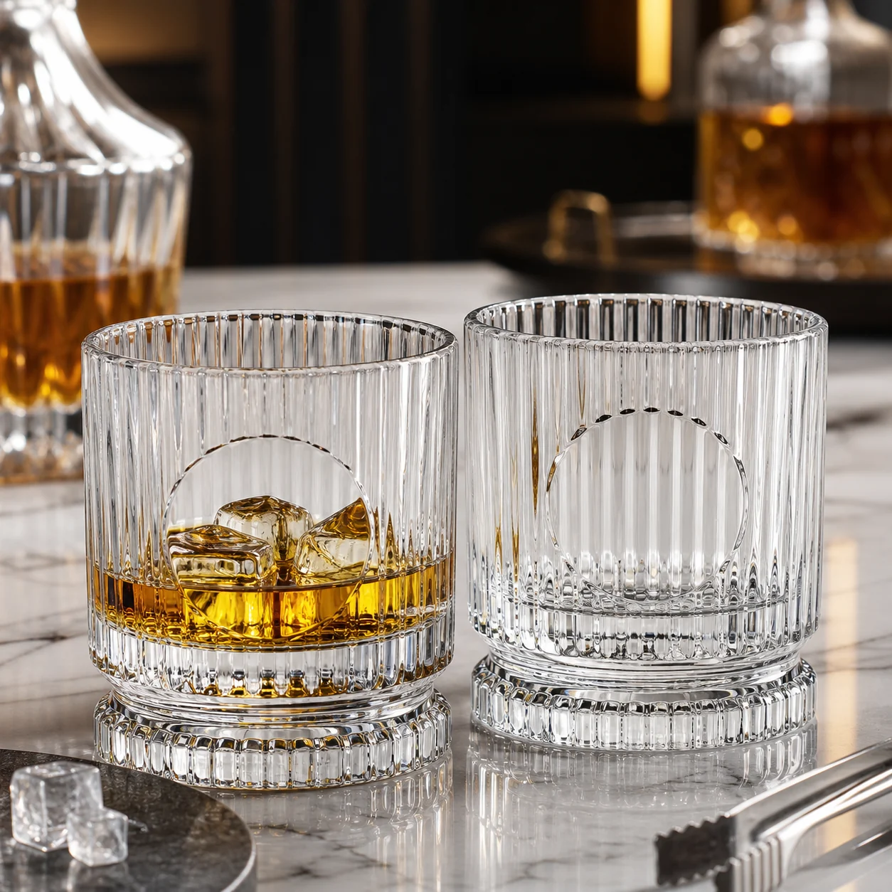 Set de Vasos de Vidrio Grueso para Whisky y Bar
