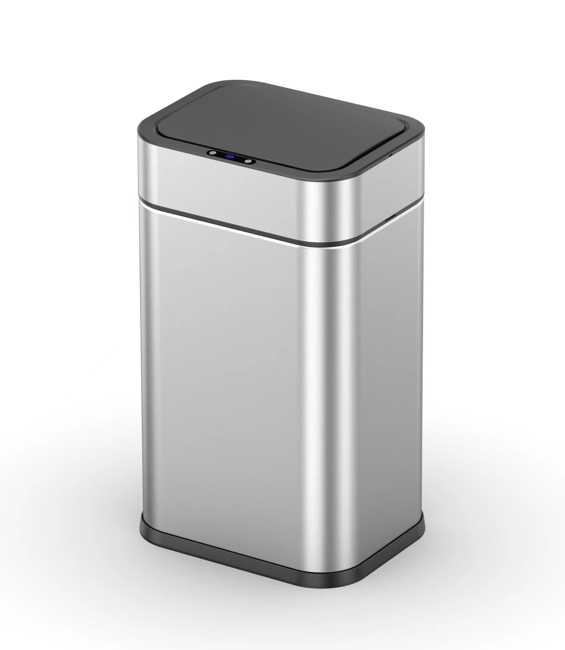 Bote de basura con sensor inteligente, acero inoxidable, recargable, con pantalla de nivel de batería, capacidad de batería de 1500 mAh, función siempre encendida con un botón, funciones de apertura con mano y pie, función de succión automática, contenedor interior no incluido.